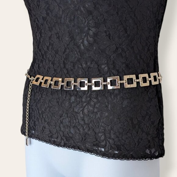 (2/$20) Vintage Square Metal Link Belt - Picture 2 of 6